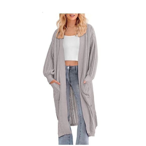 Brand New Pretty Garden Women’s Small Long Grey Open Front Cardigan Sweater - Picture 1 of 4